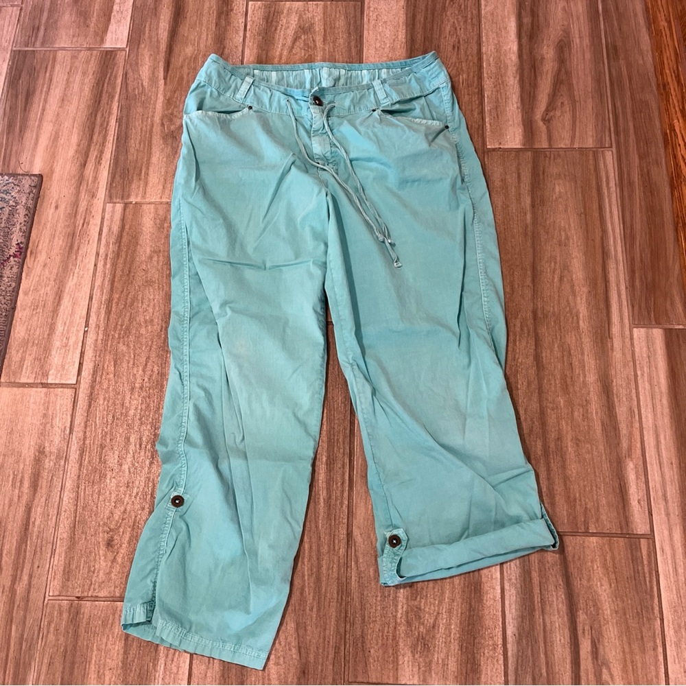 Fresh Produce Teal Blue Green Roll Tab Pants Sz L